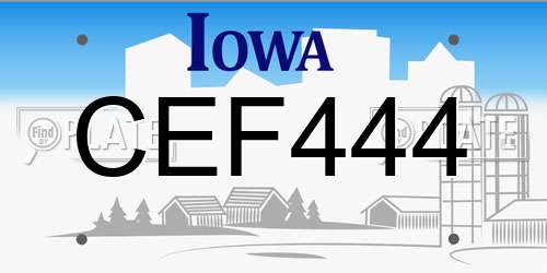 CEF444 Iowa License Plate