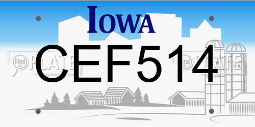 CEF514 Iowa License Plate