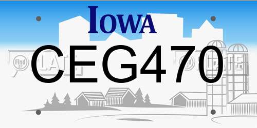 CEG470 Iowa License Plate
