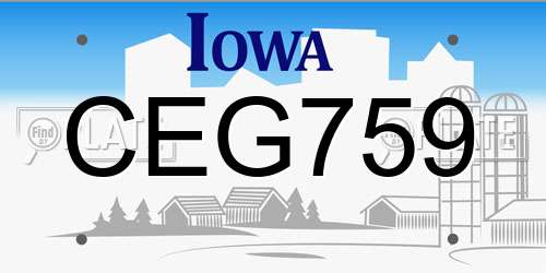 CEG759 Iowa License Plate