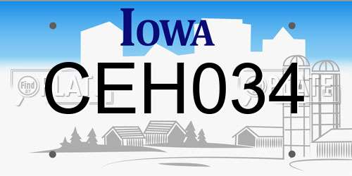 CEH034 Iowa License Plate