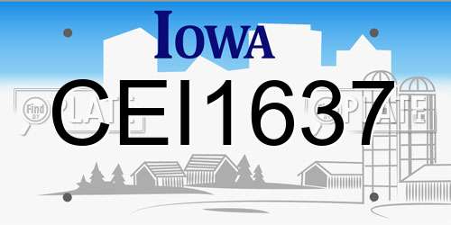 CEI1637 Iowa License Plate
