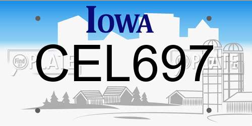 CEL697 Iowa License Plate