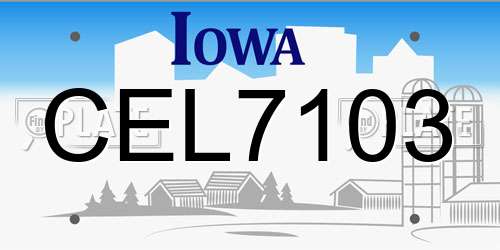 CEL7103 Iowa License Plate