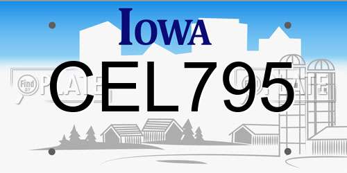 CEL795 Iowa License Plate