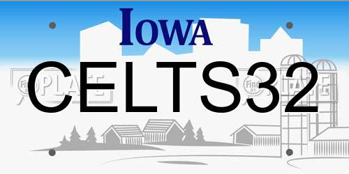 CELTS32 Iowa License Plate