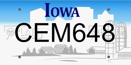 CEM648 Iowa License Plate