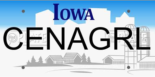 CENAGRL Iowa License Plate