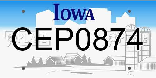 CEP0874 Iowa License Plate
