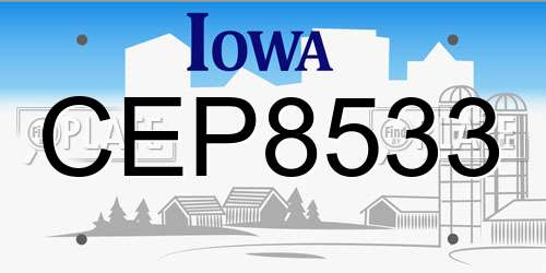 CEP8533 Iowa License Plate
