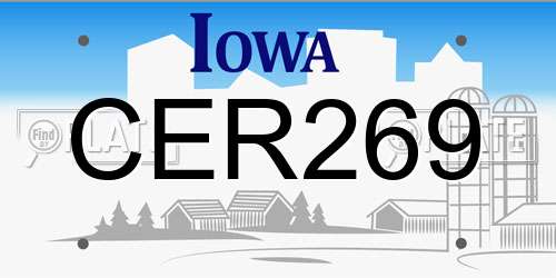 CER269 Iowa License Plate
