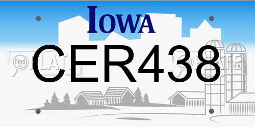 CER438 Iowa License Plate