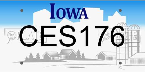 CES176 Iowa License Plate