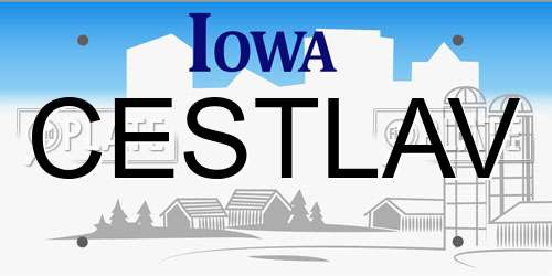 CESTLAV Iowa License Plate