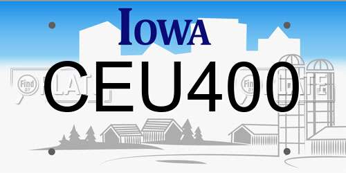 CEU400 Iowa License Plate
