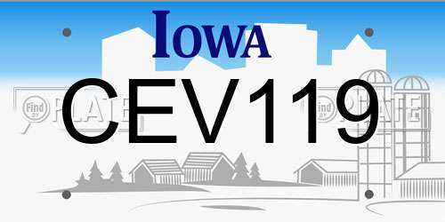 CEV119 Iowa License Plate