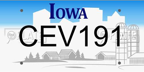 CEV191 Iowa License Plate