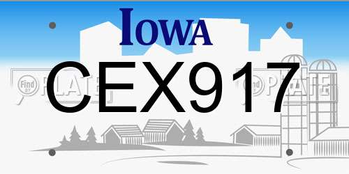 CEX917 Iowa License Plate