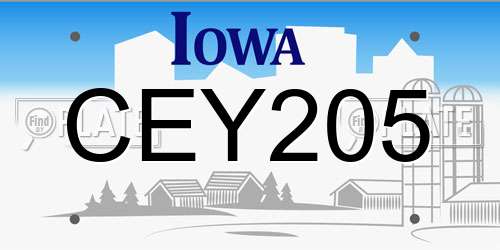 CEY205 Iowa License Plate