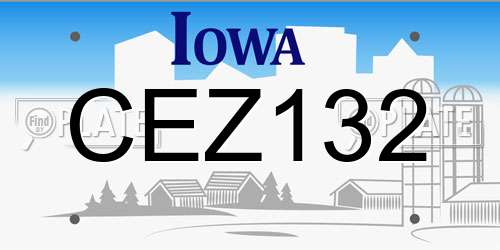 CEZ132 Iowa License Plate