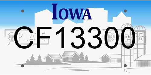 CF13300 Iowa License Plate