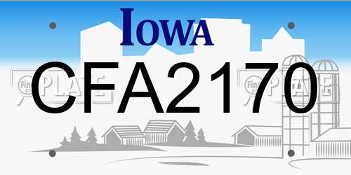 CFA2170 Iowa License Plate