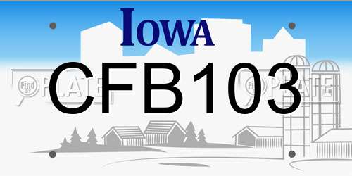 CFB103 Iowa License Plate