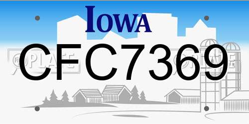 CFC7369 Iowa License Plate