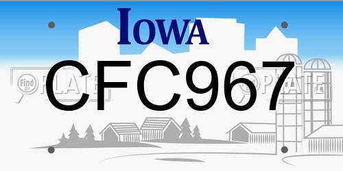 CFC967 Iowa License Plate