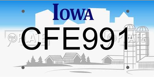 CFE991 Iowa License Plate