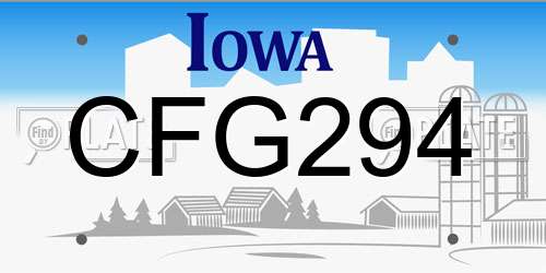 CFG294 Iowa License Plate