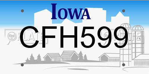 CFH599 Iowa License Plate