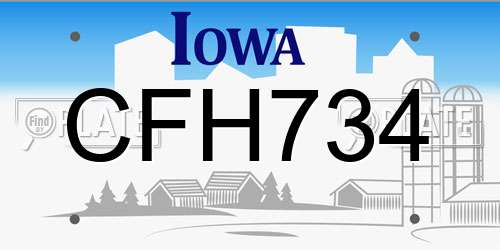 CFH734 Iowa License Plate