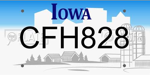 CFH828 Iowa License Plate