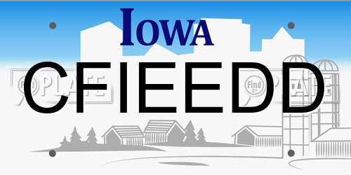 CFIEEDD Iowa License Plate