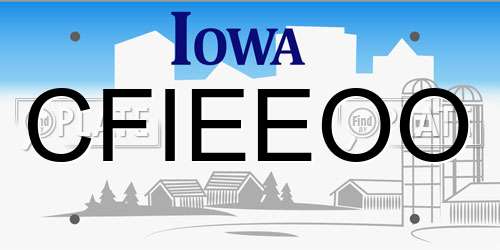 CFIEEOO Iowa License Plate