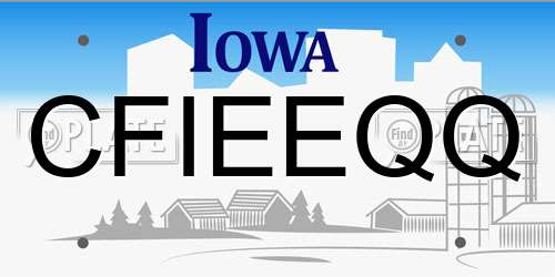 CFIEEQQ Iowa License Plate