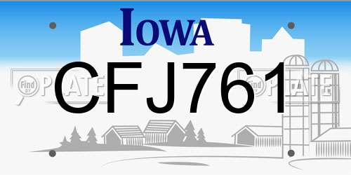 CFJ761 Iowa License Plate