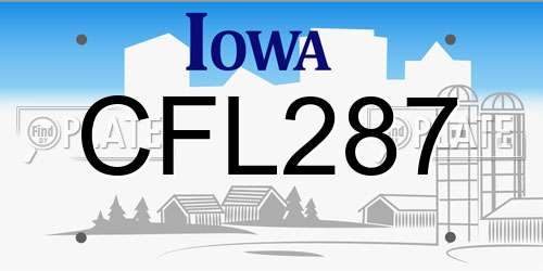 CFL287 Iowa License Plate