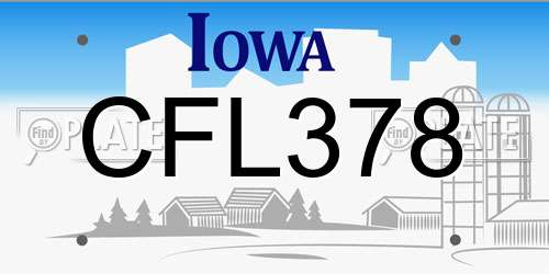 CFL378 Iowa License Plate