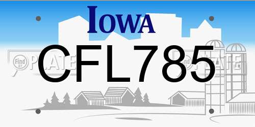 CFL785 Iowa License Plate