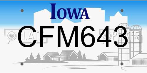 CFM643 Iowa License Plate