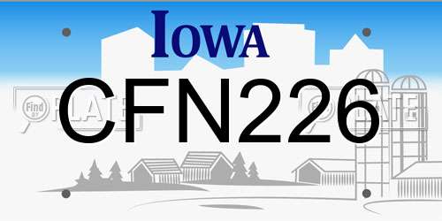 CFN226 Iowa License Plate
