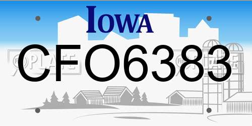 CFO6383 Iowa License Plate