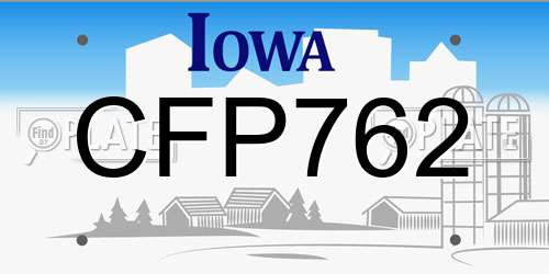 CFP762 Iowa License Plate