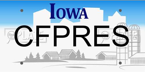 CFPRES Iowa License Plate