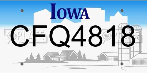 CFQ4818 Iowa License Plate