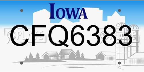 CFQ6383 Iowa License Plate