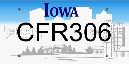 CFR306 Iowa License Plate