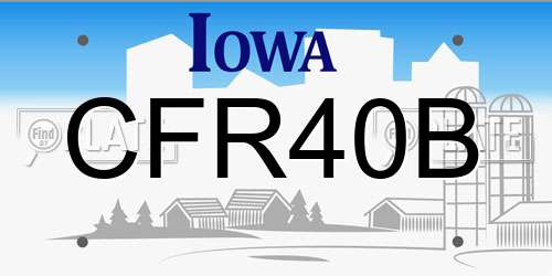 CFR40B Iowa License Plate